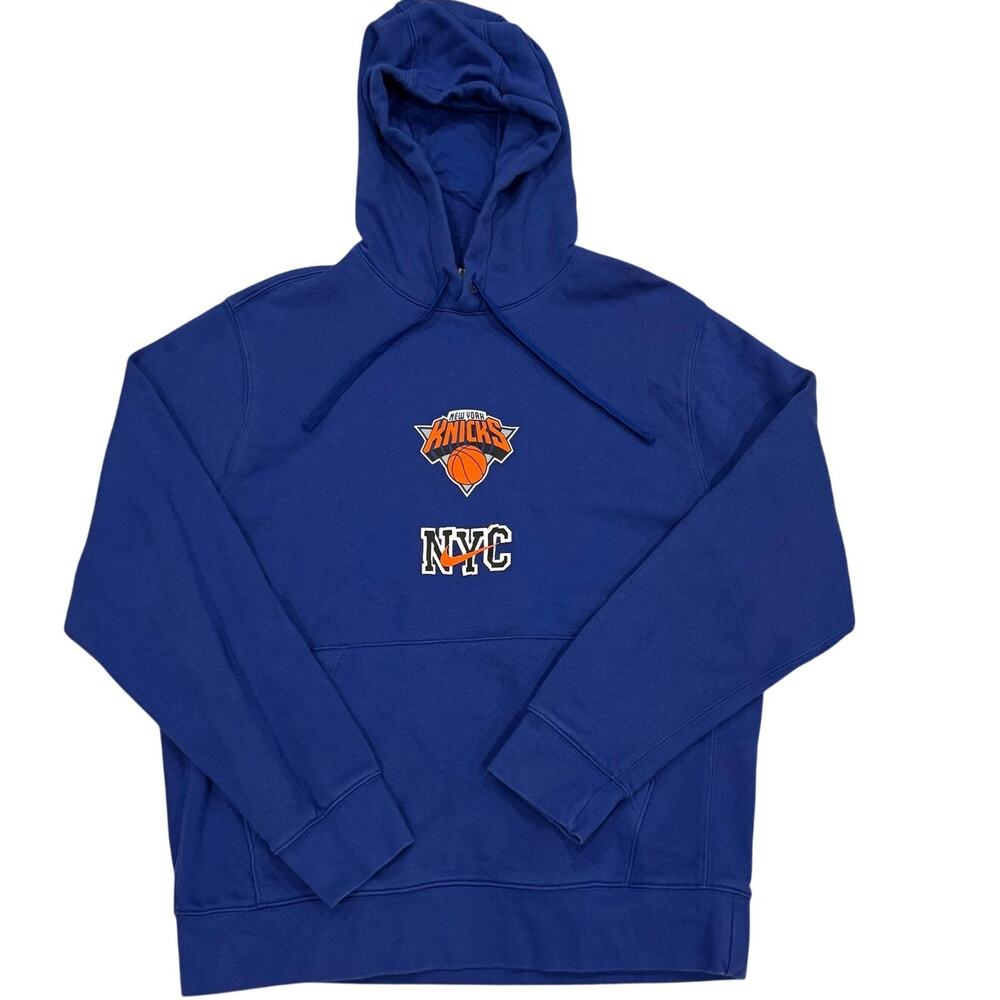 Nike NBA New York Knicks NYC Pullover Hoodie Men's Large Royal Blue